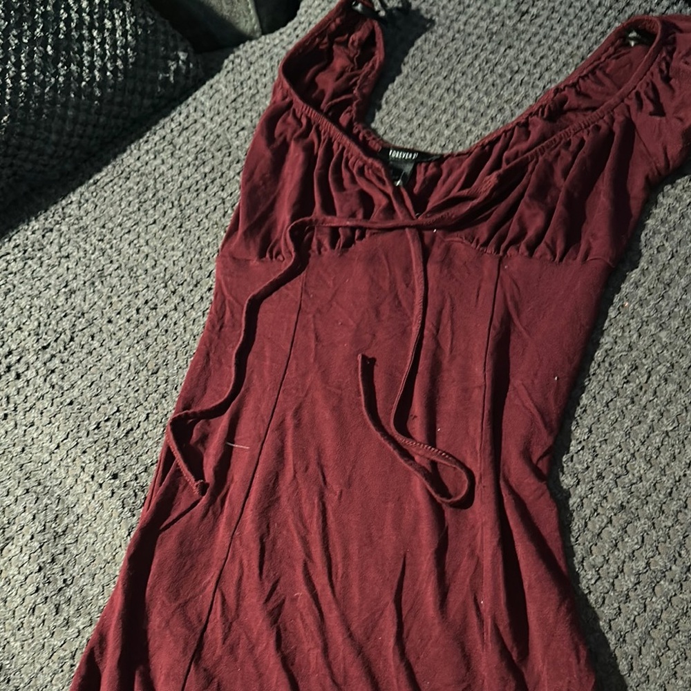 Forever 21 Red Tie Front Ruched Tank Top